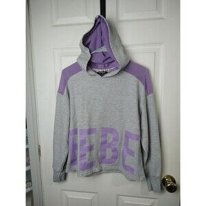 $  Bebe Sport Grey Purple Hooded Mesh Sweatshirt. Size M